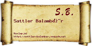 Sattler Balambér névjegykártya